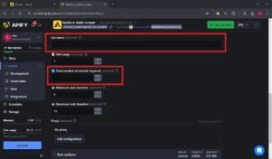 a screenshot highlighting the list name and total number of records required fields within the apollo scraper settings in apify