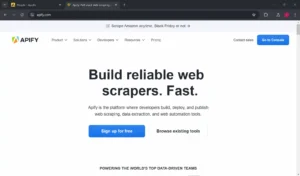 a screenshot of the apify home page